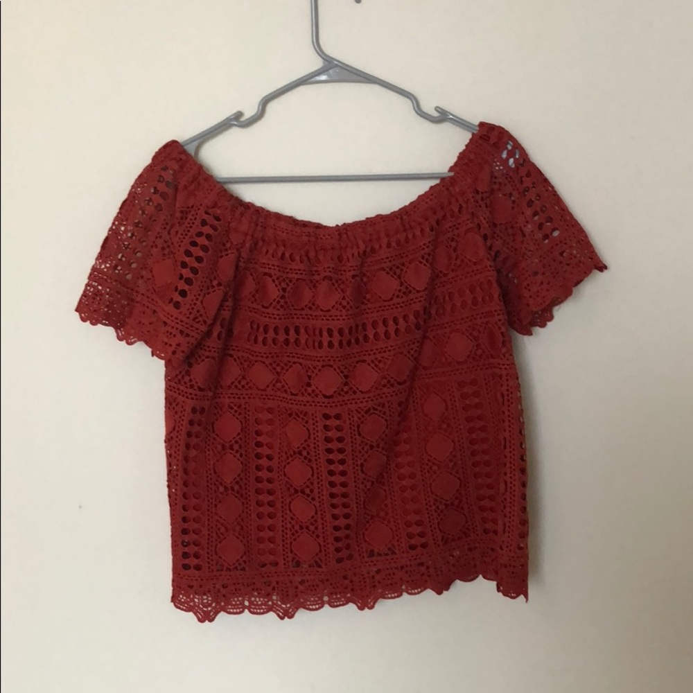 Crochet off-the-shoulder top